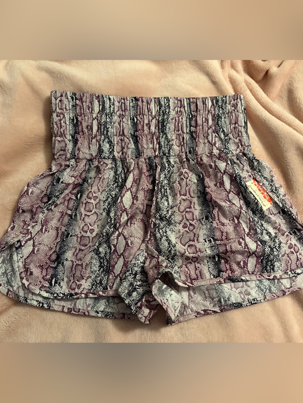 Women's High-Waist Snake Print Shorts - Purple Free People NWT